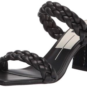 Dolce Vita Black Braided Block Heel Sandals